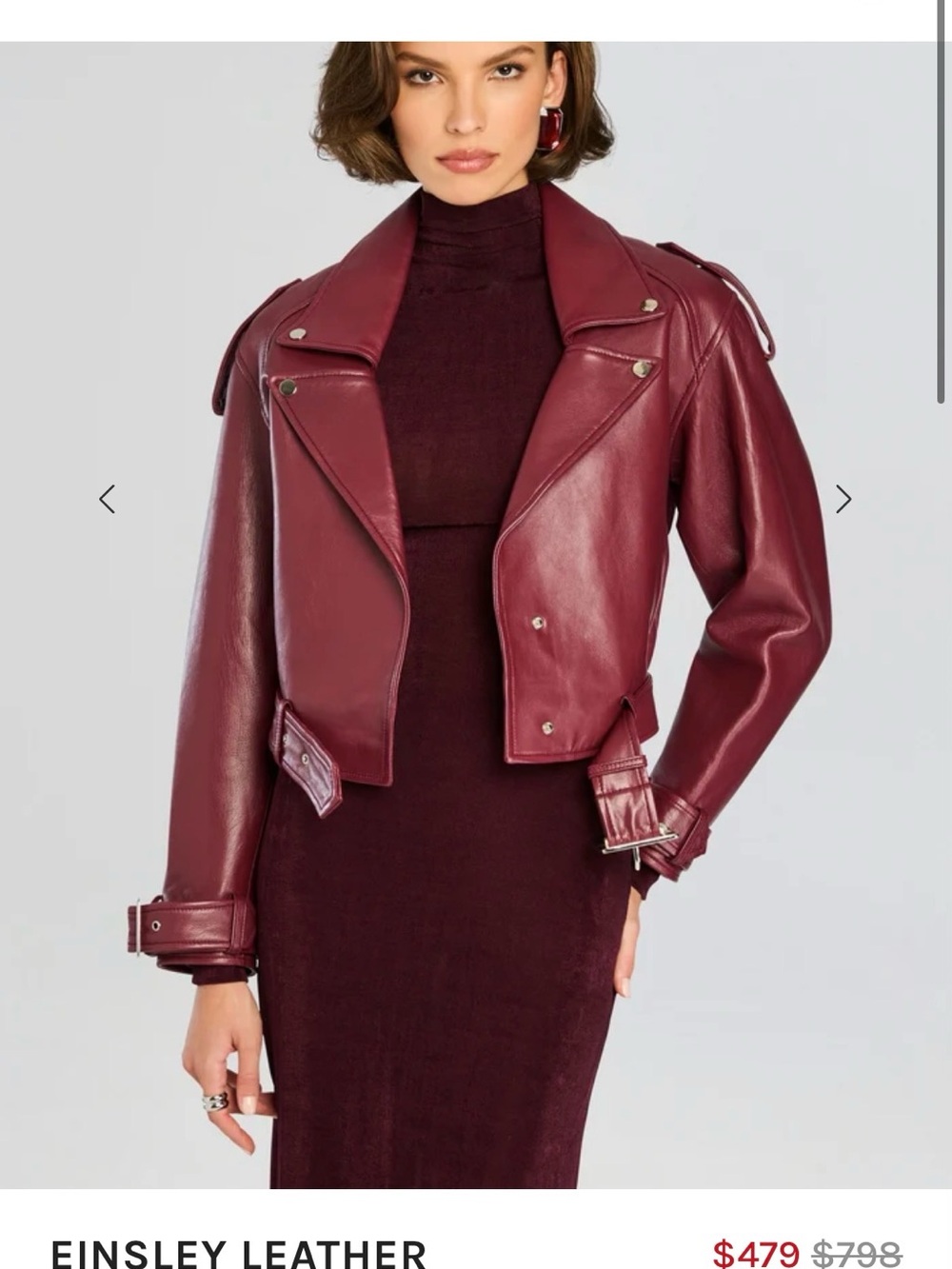 Retrofete Burgundy Leather Moto Jacket